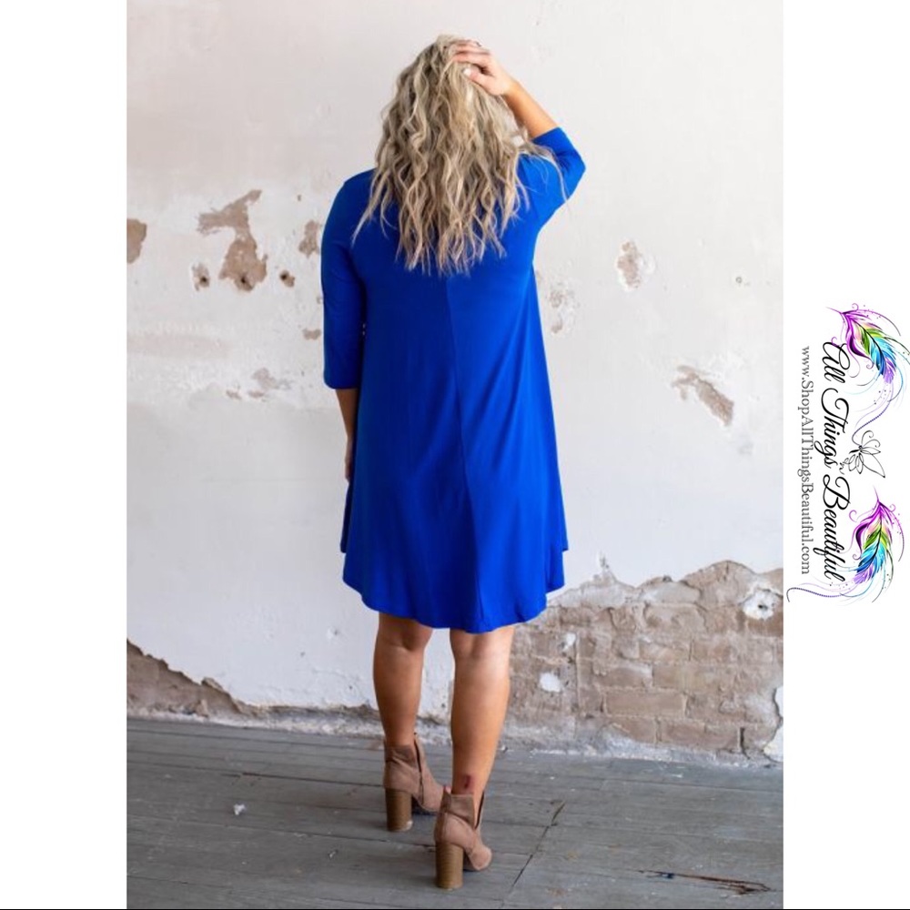 •L&B Montgomery Flutter Dress In Electric Blue• - Picture 3 of 5